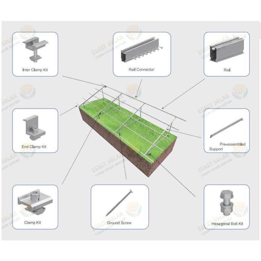 Solar Panel Jordmonteringsstruktur Solar Reoling System